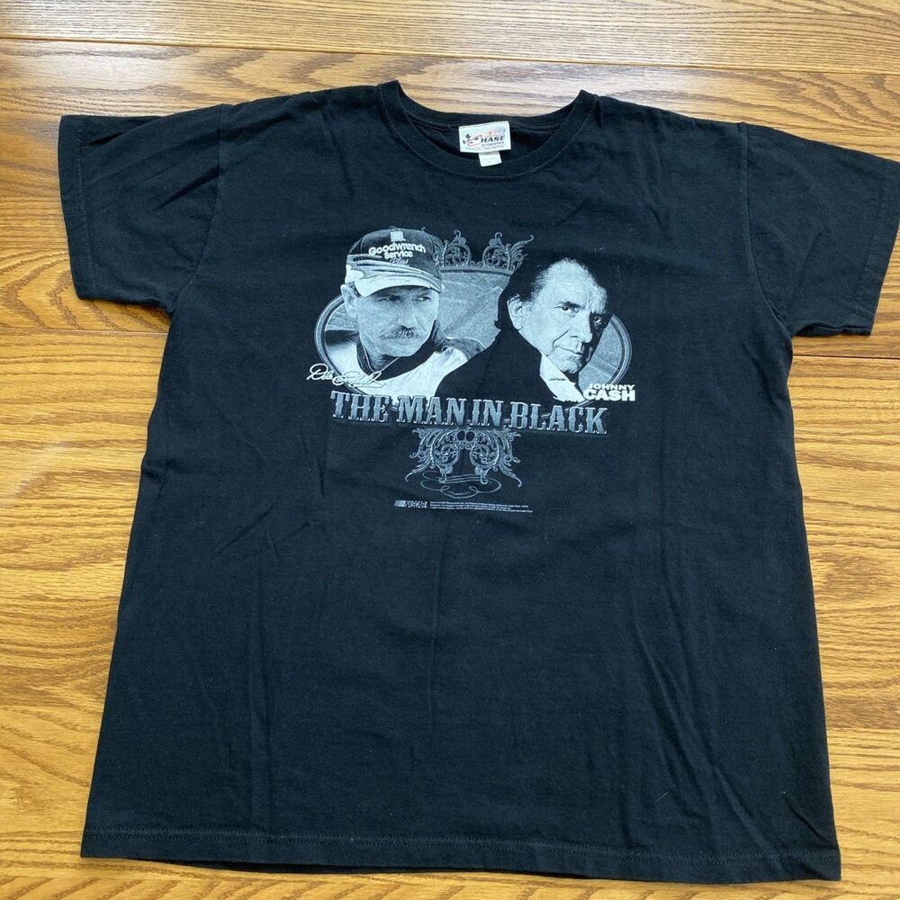 Dale Earnhardt and Cash Man In Black NASCAR Large Woman’s T-Shirt - Picture 2 of 7